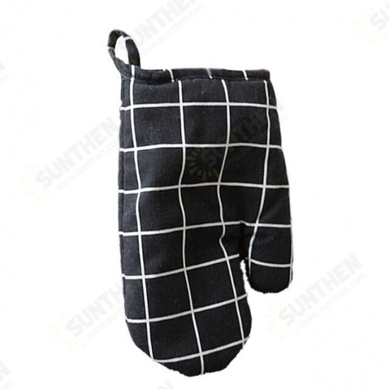 1PC Kitchen Heat Resistant Cloth Mitt Plaid Pattern Printed Baking Oven Insulation Anti-scald Glove