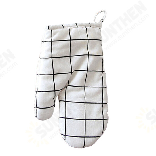 1PC Kitchen Heat Resistant Cloth Mitt Plaid Pattern Printed Baking Oven Insulation Anti-scald Glove