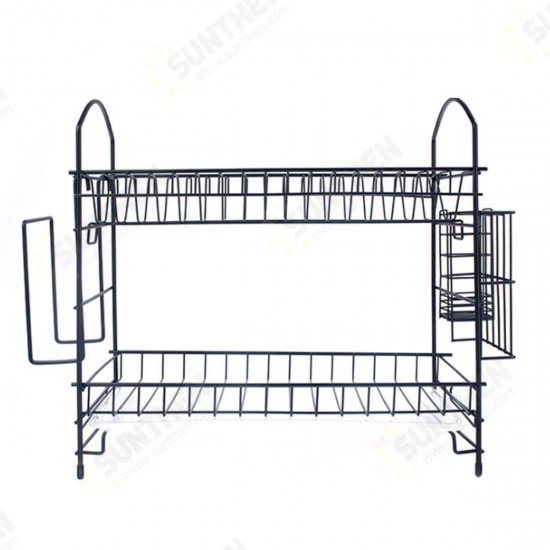 2 Layer Dish Drainer Cutlery Shelf Drying Holder Rack Drip Tray Kitchen Storage