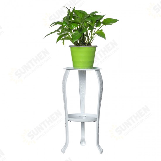 2 Tier Plant Stand Ceramic Planter Pot Succulent Flower Iron Rack Holder