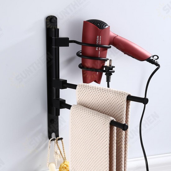 2/3-Arm Bath Towel Rod Rack Holder Wall Mounted Organizer Bathroom Kitchen Storage Rack