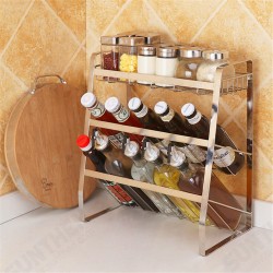 3 Layers Kitchen Spice Rack Stainless Steel Countertop Spice Jars Bottle Shelf 3 Layers Kitchen Spice Rack Stainless Steel Countertop Spice Jars Bottle Shelf