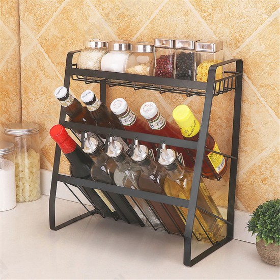 3 Layers Kitchen Spice Rack Stainless Steel Countertop Spice Jars Bottle Shelf