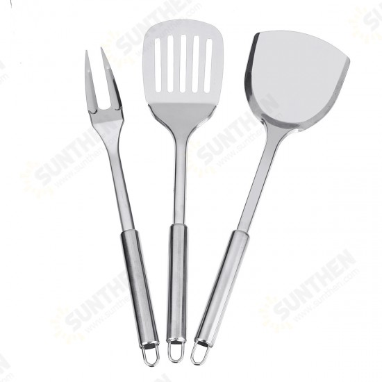 3 Pcs Kitchen Tool Stainless Steel Kitchenware Spatula Meat Fork Leakage Shovel