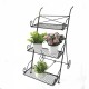 3 Tier Garden Cart Metal Shelf Stand Plant Flower Rack Storage Indoor Outdoor