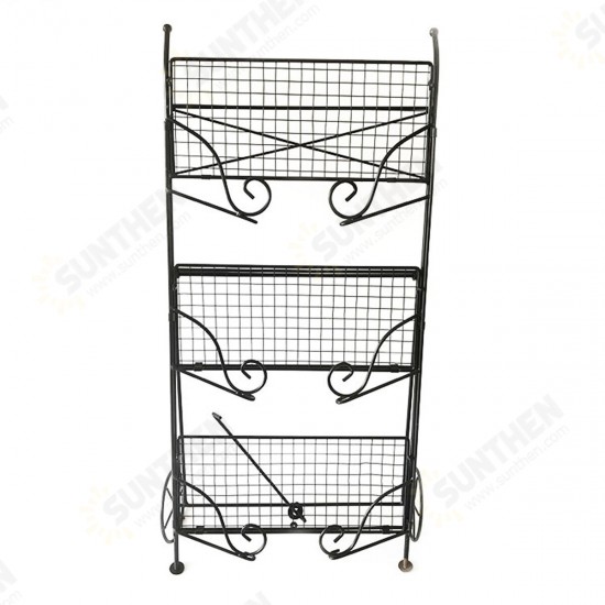 3 Tier Garden Cart Metal Shelf Stand Plant Flower Rack Storage Indoor Outdoor