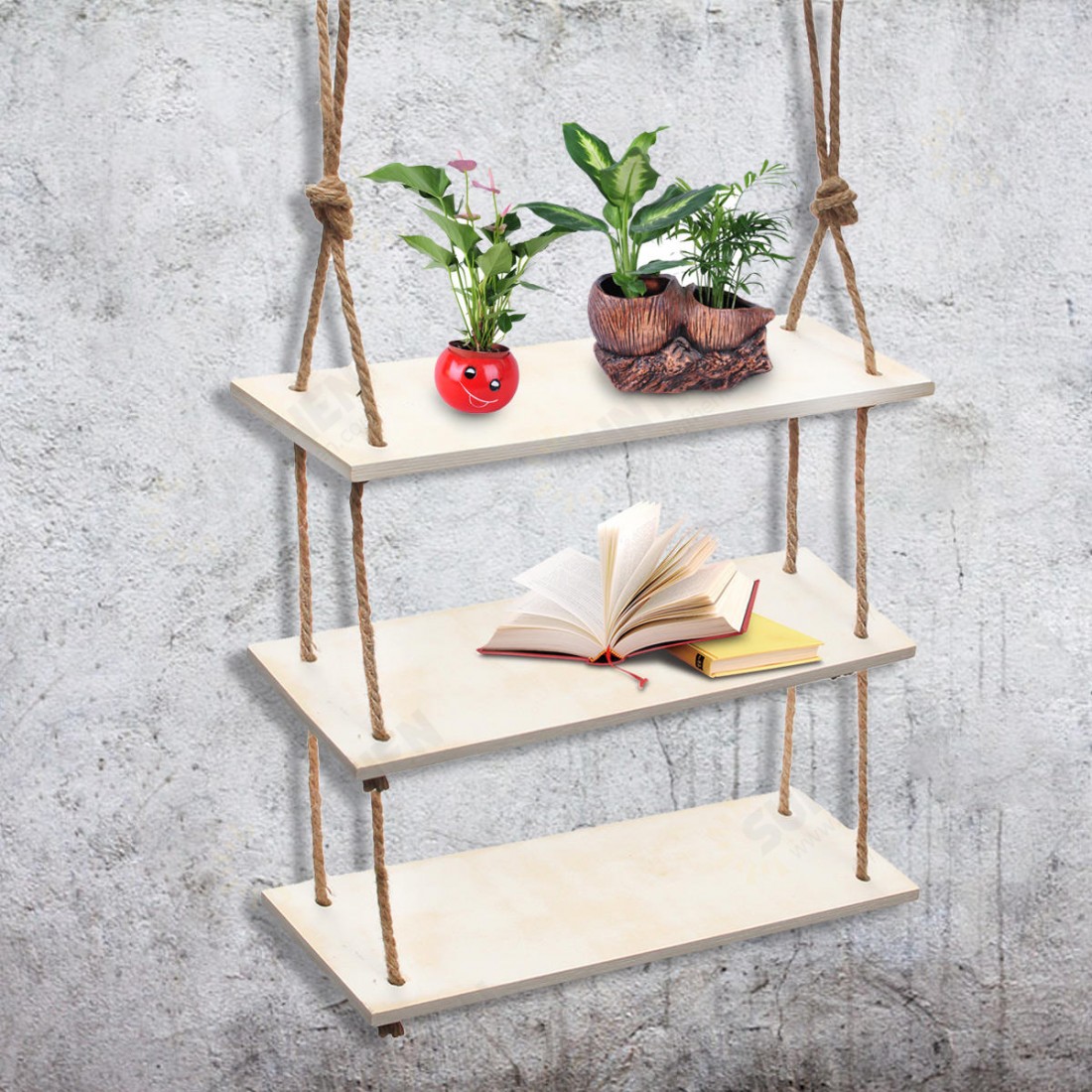 3 Tier Wood Wall Mount Shelf Stand Storage Book Shelves Display Rack