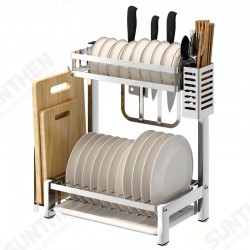 304 Stainless Steel Rack Shelf Double Layers Storage Drying Bowl for Kitchen Dishes Arrangement 304 Stainless Steel Rack Shelf Double Layers Storage Drying Bowl for Kitchen Dishes Arrangement