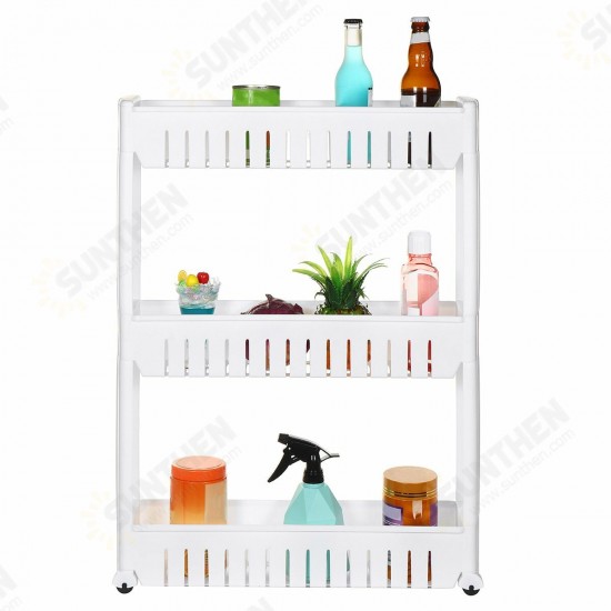 3/4 Layers Multi-function Rack Shelf Portable Cart Storage for Kitchen Bathroom Arrangement