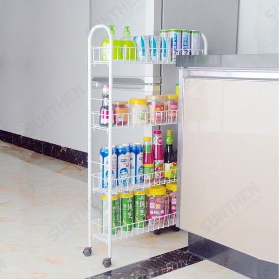 3/4 Layers Multi-function Shelf Portable Cart Wheels for Household Kitchen Items Storage