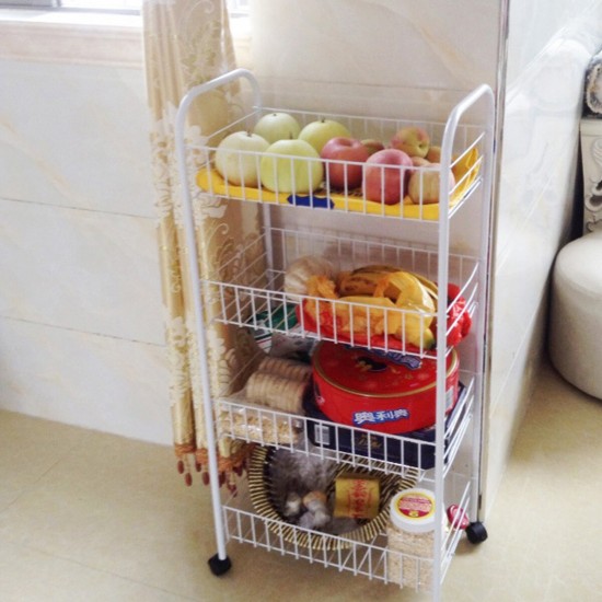 3/4 Layers Multi-function Shelf Portable Cart Wheels for Household Kitchen Items Storage