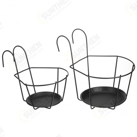 3PCS Metal Flower Holder Stand Hanging Pot Basket Plant Garden Wall Storage Rack