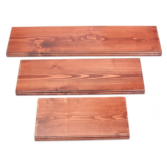 3Pcs 40+60+80cm Wooden Board Shelves Wall Mount Floating Shelf Display Bracket Waterproof Decor