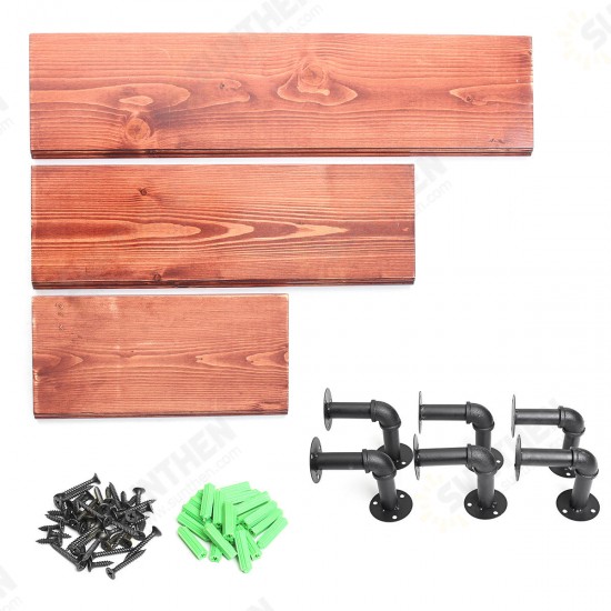 3Pcs 40+60+80cm Wooden Board Shelves Wall Mount Floating Shelf Display Bracket Waterproof Decor