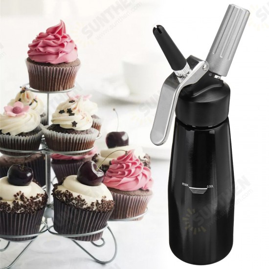 500ml Whipped Cream Dispenser Whipper Cracker Attachen Nozzles Desserts Maker Kitchen Bakeware Tool