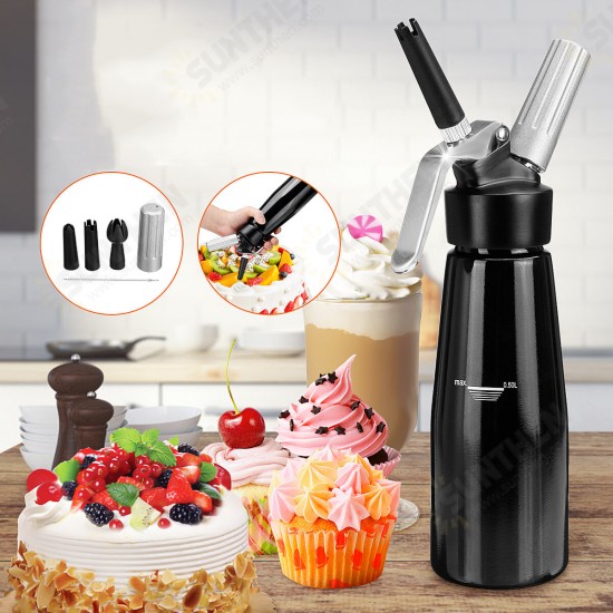 500ml Whipped Cream Dispenser Whipper Cracker Attachen Nozzles Desserts Maker Kitchen Bakeware Tool