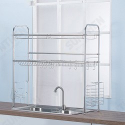 64/74/84/94cm Stainless Steel Rack Shelf Double Layers Storage for Kitchen Dishes Arrangement 64/74/84/94cm Stainless Steel Rack Shelf Double Layers Storage for Kitchen Dishes Arrangement
