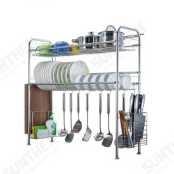 64/74/84/94cm Stainless Steel Rack Shelf Double Layers Storage for Kitchen Dishes Arrangement 64/74/84/94cm Stainless Steel Rack Shelf Double Layers Storage for Kitchen Dishes Arrangement