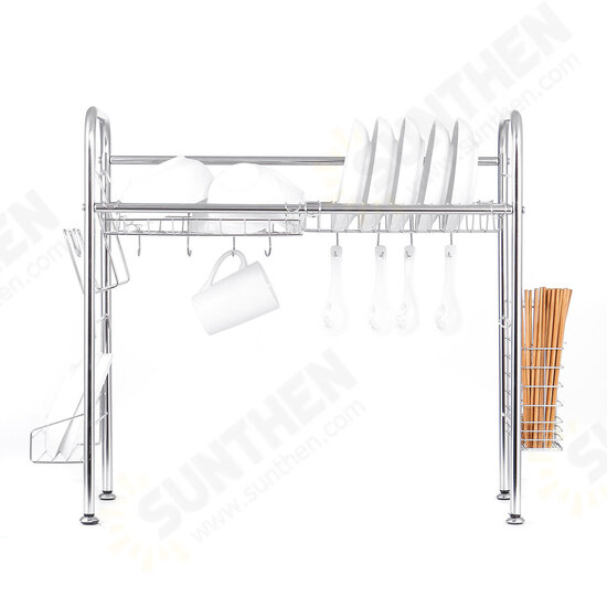 64/74/84cm Double Layer Stainless Steel Rack Shelf Storage for Kitchen Dishes Arrangement