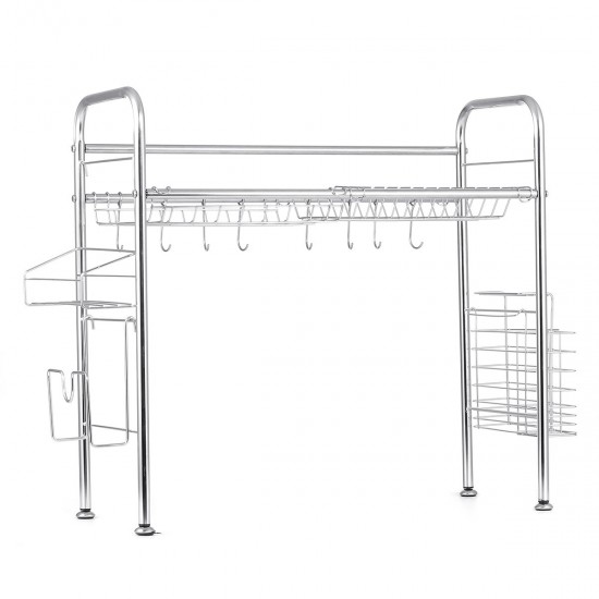 64/74/84cm Double Layer Stainless Steel Rack Shelf Storage for Kitchen Dishes Arrangement