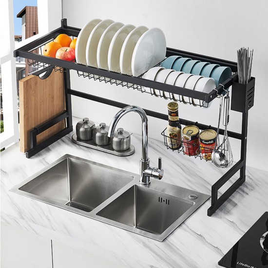 65/85CM Dish Drying Rack Organizer Over Sink Kitchen Draining Storage Holder Drain Rack