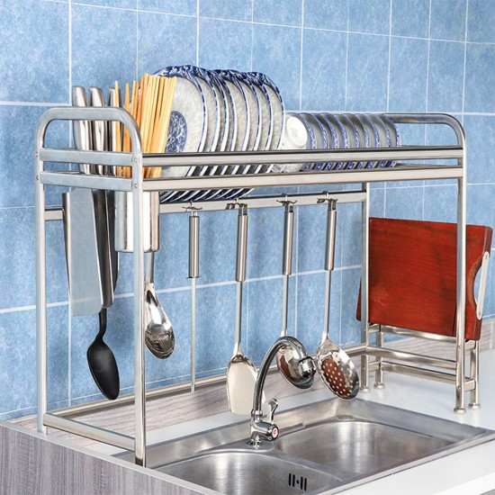 66cm/91cm Stainless Steel Over Sink Dish Drying Rack Storage Multifunctional Arrangement for Kitchen Counter