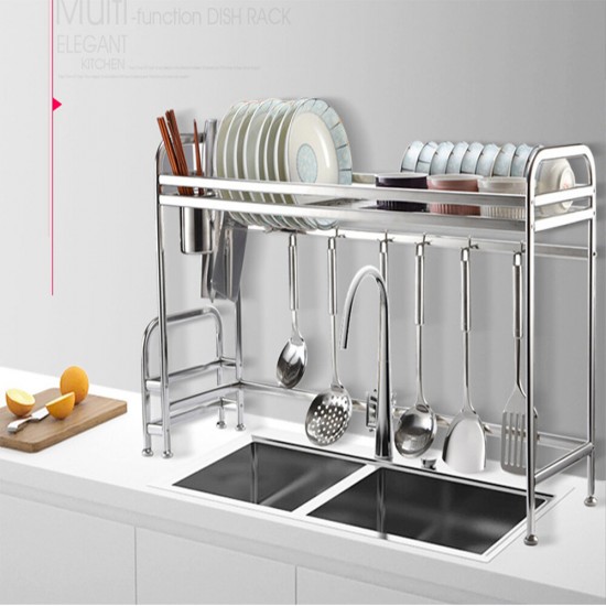 66cm/91cm Stainless Steel Over Sink Dish Drying Rack Storage Multifunctional Arrangement for Kitchen Counter