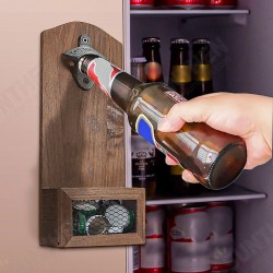 Bottle Opener Drink Wooden Wall Mount Bottle Cap Opener Cap Catcher Bottle Opener Drink Wooden Wall Mount Bottle Cap Opener Cap Catcher