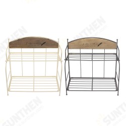 Brown / White 2-layers Metal Iron Storage Rack Decorative Storage Shelf Brown / White 2-layers Metal Iron Storage Rack Decorative Storage Shelf