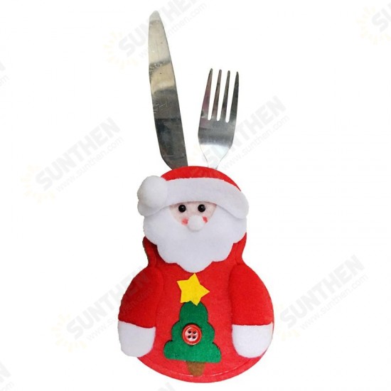 Christmas Tableware Knife Fork Holders Santa Clothes Style Fork Bags Cover Suit Christmas Festival