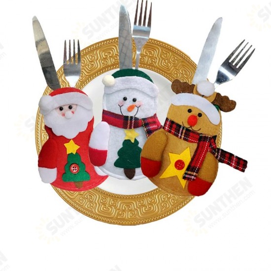 Christmas Tableware Knife Fork Holders Santa Clothes Style Fork Bags Cover Suit Christmas Festival