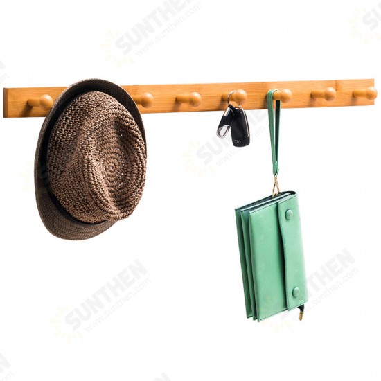 Coat Hanger Wall Mounted Rack Rail Hook Bamboo Wooden Shelf Clothes Hat Towel Holder