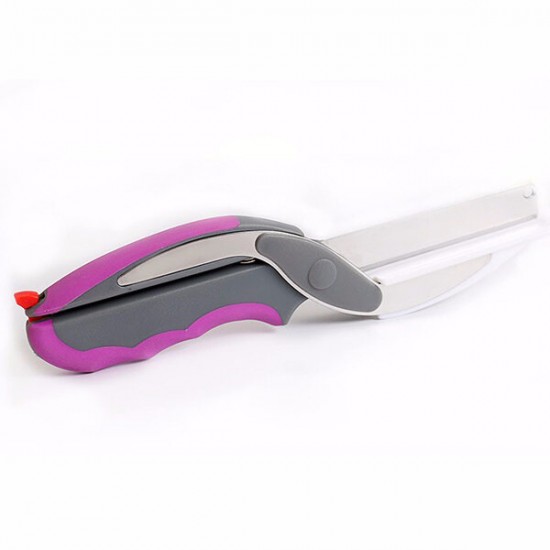 Colorful 2 In1 Vegetable Food Scissor And Cutting Board Stainless Steel Cutter Knife