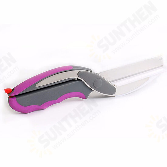 Colorful 2 In1 Vegetable Food Scissor And Cutting Board Stainless Steel Cutter Knife