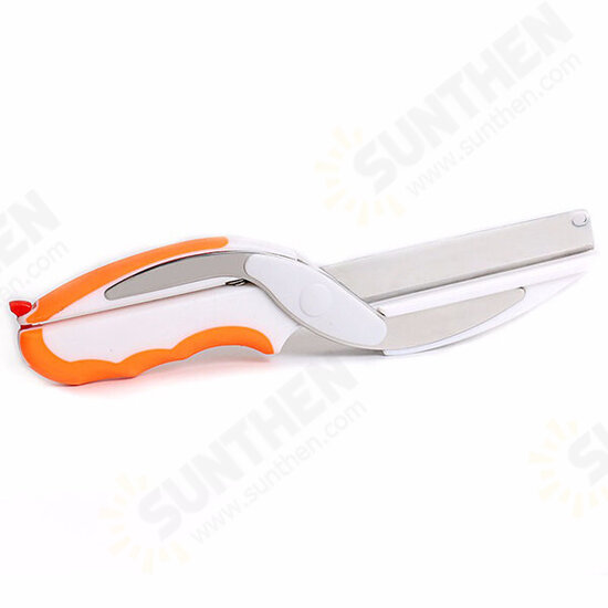 Colorful 2 In1 Vegetable Food Scissor And Cutting Board Stainless Steel Cutter Knife