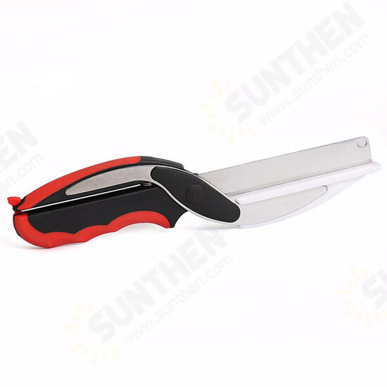 Colorful 2 In1 Vegetable Food Scissor And Cutting Board Stainless Steel Cutter Knife