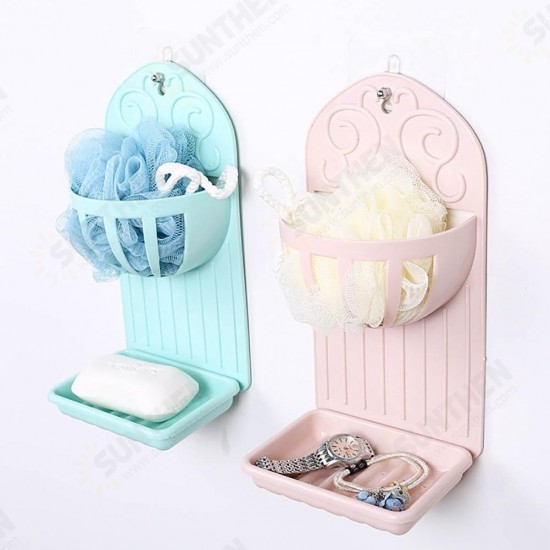 Creative Double Kitchen Bathroom Rack Wall Paste Soap Box Soap Drain Shelf