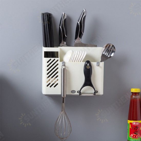 Creative Multifunction Kitchen Storage Organization Drain Chopstick Cage Wall Mounted Spoon Fork Racks Holder