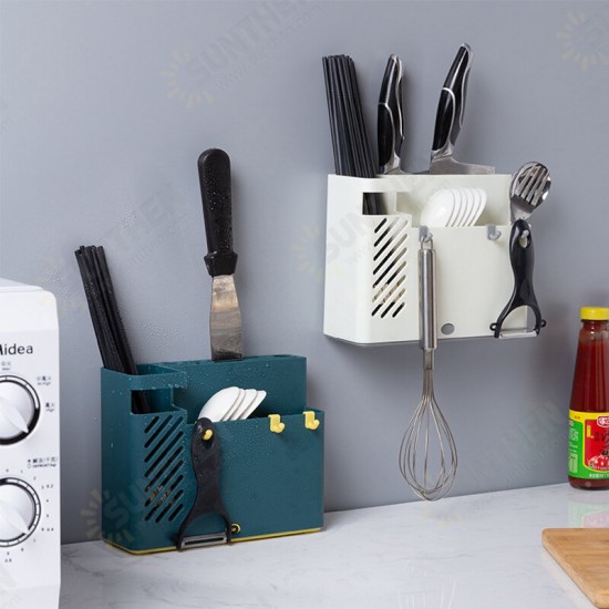 Creative Multifunction Kitchen Storage Organization Drain Chopstick Cage Wall Mounted Spoon Fork Racks Holder