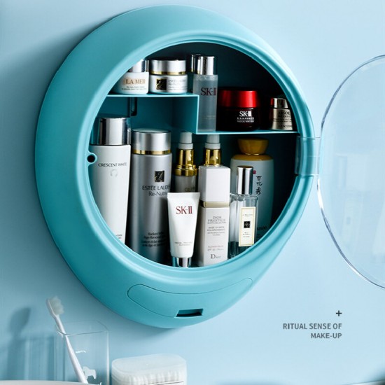 Creative Wall Mounted Cosmetic Storage Box Dust Proof Bathroom Toilet Wall Mounted Punch Skin Care Product Rack
