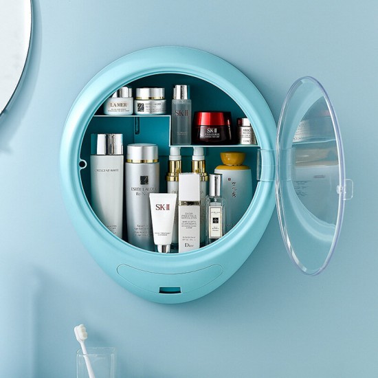Creative Wall Mounted Cosmetic Storage Box Dust Proof Bathroom Toilet Wall Mounted Punch Skin Care Product Rack