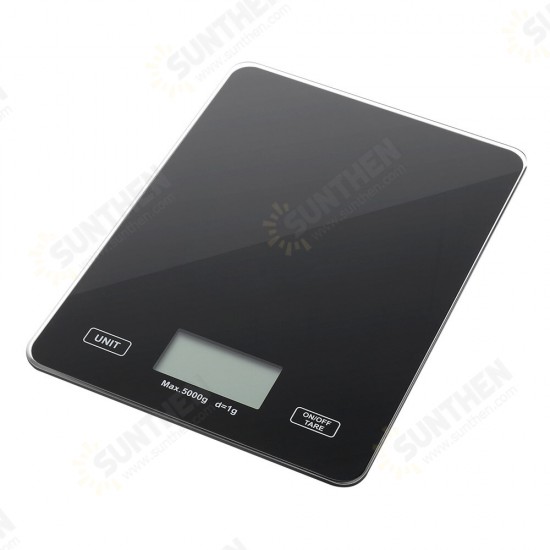 DG-TGK1 Digital Kitchen Toughened Glass Scale 1g/5kg Food Scale Ultra Slim Tempered Glass LCD Display Kitchen Baking Mesuring Tool