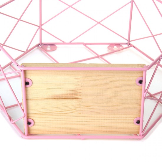DIY Wall-mounted Display Shelf Rack Floating Storage Iron Wood Organizer