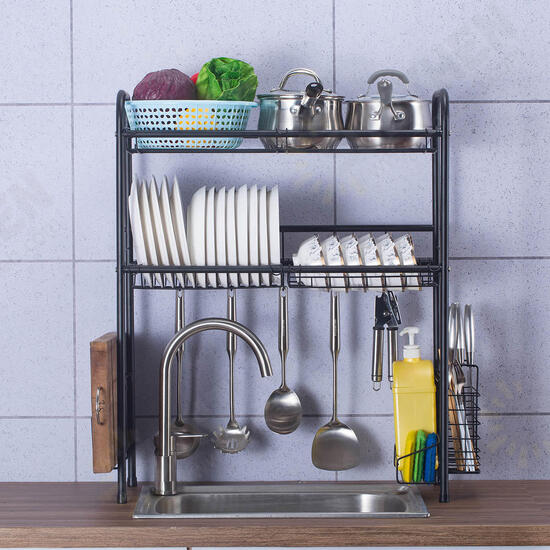 Double Layer Shelf Dish Stainless Holder Steel Sink Drain Rack Kitchen Cutlery Drying Drainer Kitchen Storage Rack