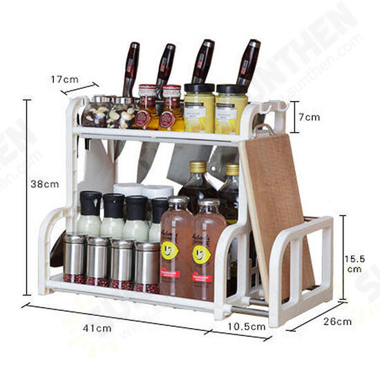 Double Layer Spice Jar Rack Storage Shelf Pantry Kitchen Cabinet Cupboard Holder