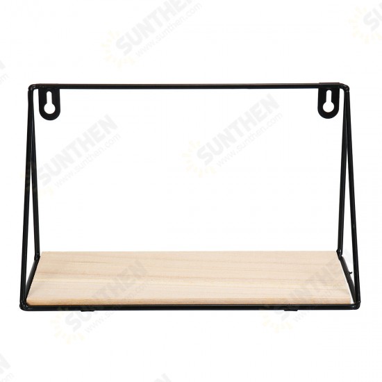 Floating Corner Wall Iron Shelf Wall Mounted Wood Storage Shelf Home Office Decoration Display