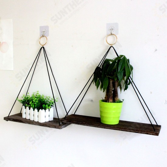 Hanging Shelf Storage Holder Plant Rack Wooden Bedroom Wall Mounted Organizer