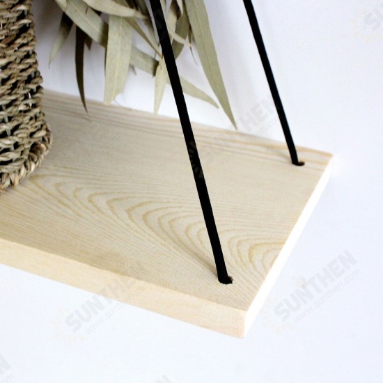 Hanging Shelf Storage Holder Plant Rack Wooden Bedroom Wall Mounted Organizer