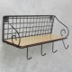 Hanging Wall Mounted Rack Storage Organizer Wood Home Display Storage Baskets w/ Iron Hook