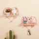 Heart Shaped Metal Wire & Wooden Rack Wall Unit Hanging Shelf